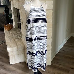 Corey Lynn Calter - White & Blue Dress W/ Diamond Pattern & Texture